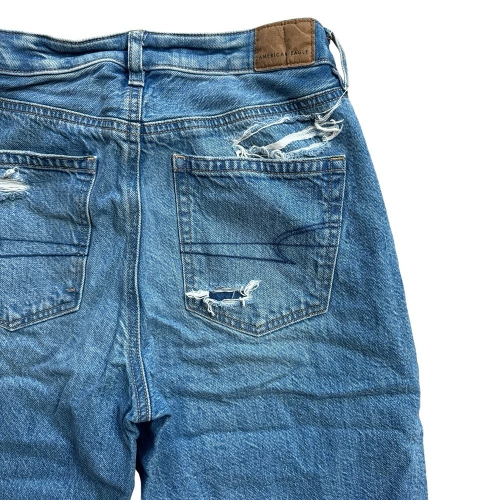American Eagle AEO Women's Mom Straight Jeans Size 2 Distressed Blue Denim - Picture 9 of 11